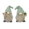 6.25" Faux Stone Garden Gnomes with Bird & Lantern Figurines Set